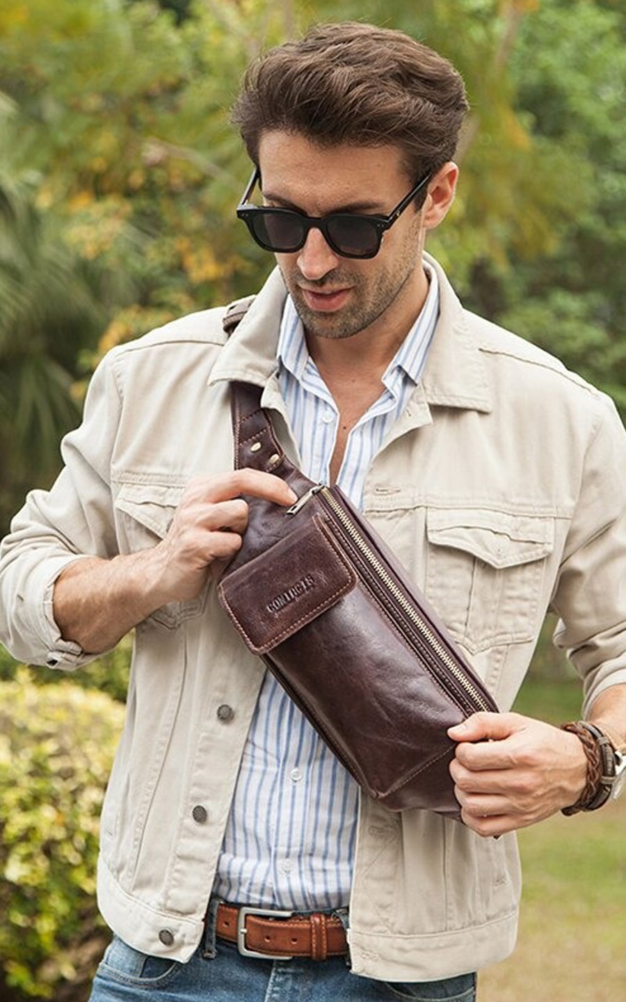 Sac a bandoulière en cuir Marron