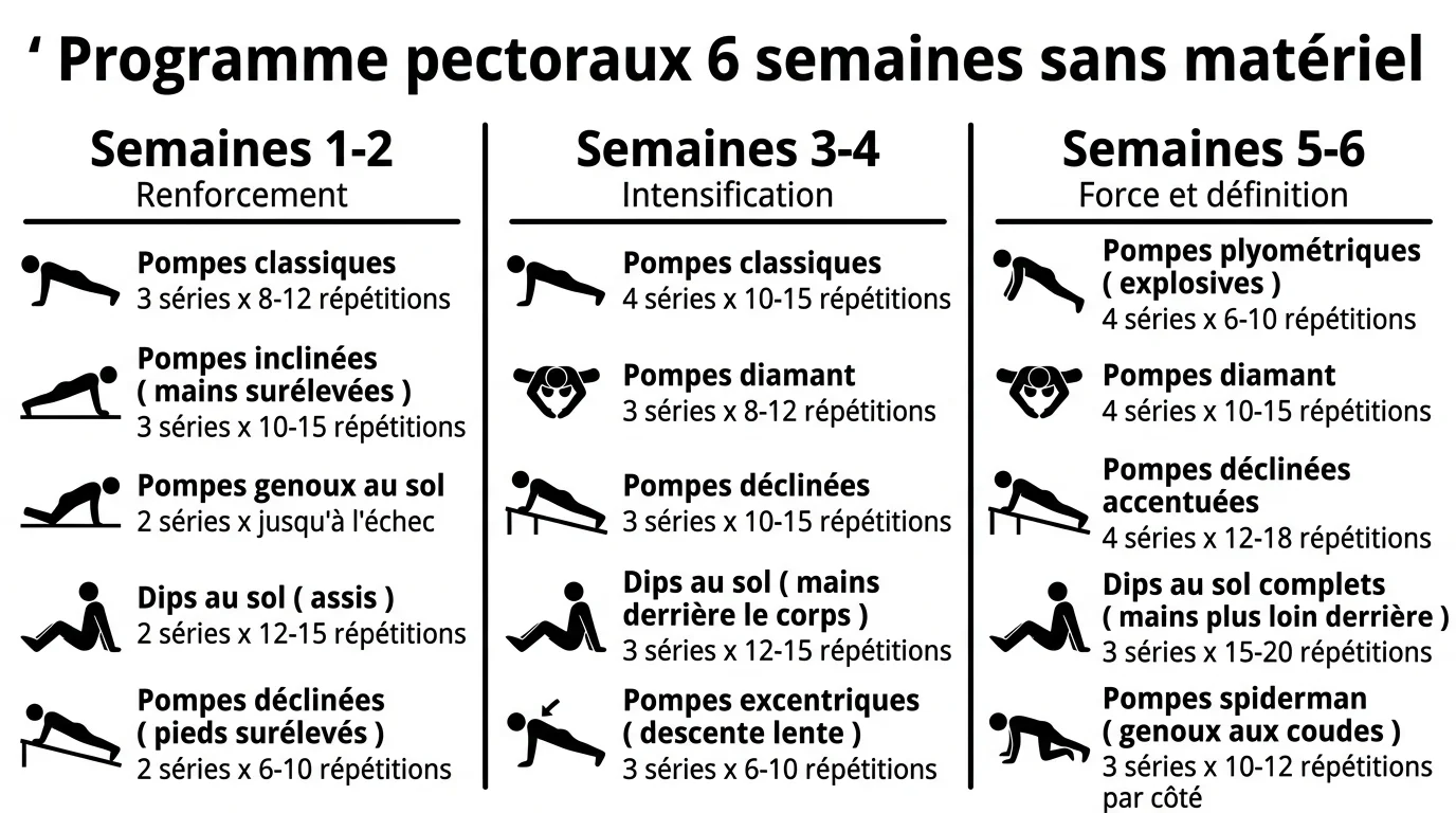 Programme pectoraux 6 semaines sans matériel