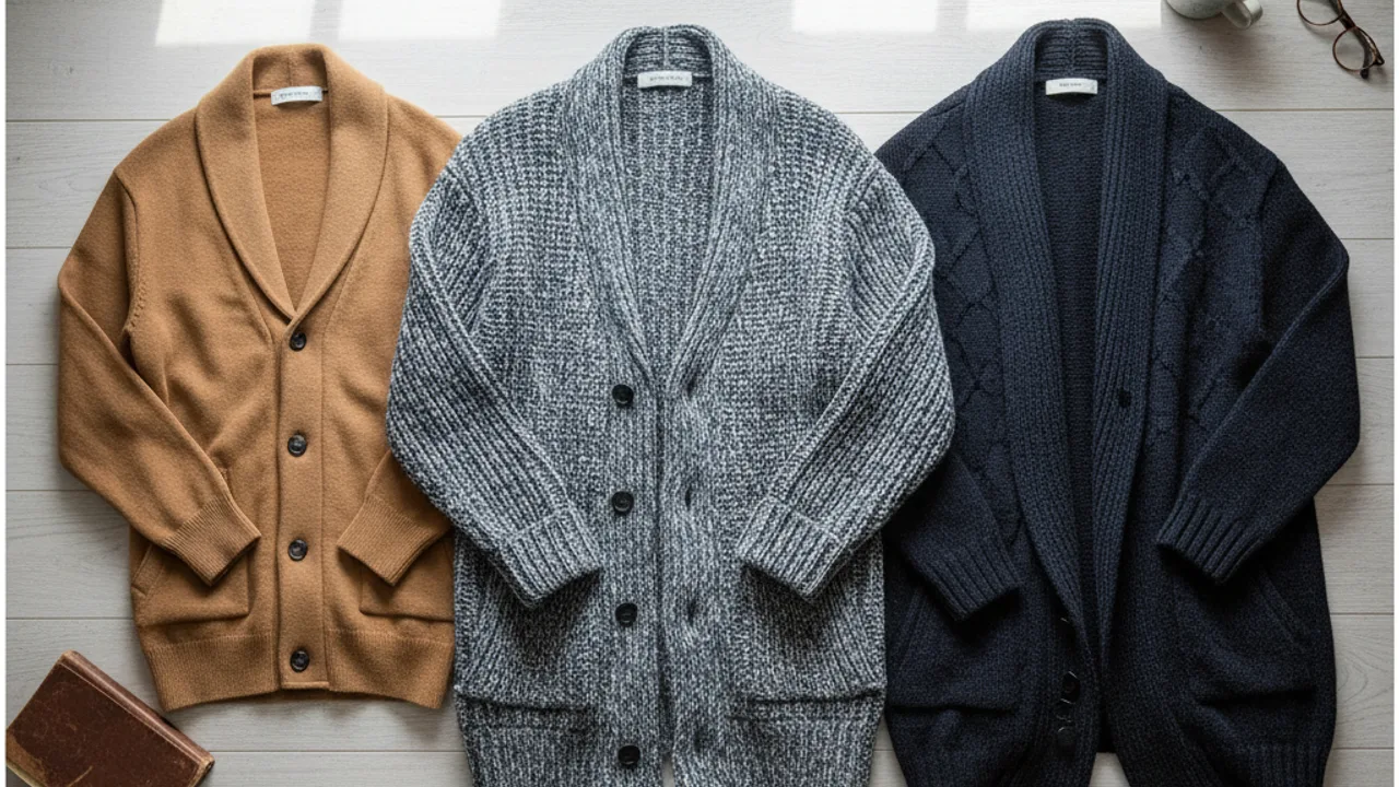 Variantes cardigan homme : boutonné, col châle, oversized