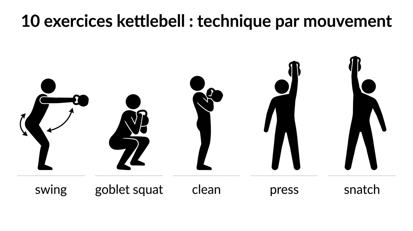 10 exercices kettlebell : technique par mouvement
