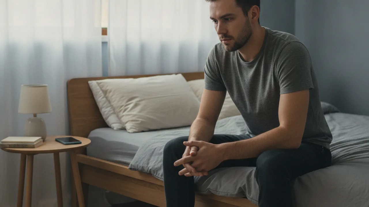 Homme pensif dans sa chambre, moment de réflexion intime